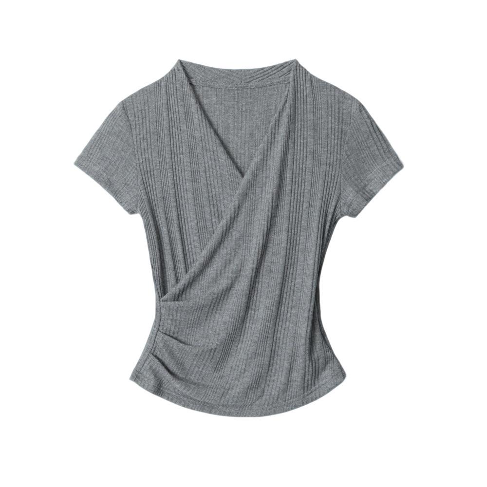 HeyHenry Women s Elegant Slim Fit V-neck Short-sleeve T-shirt M