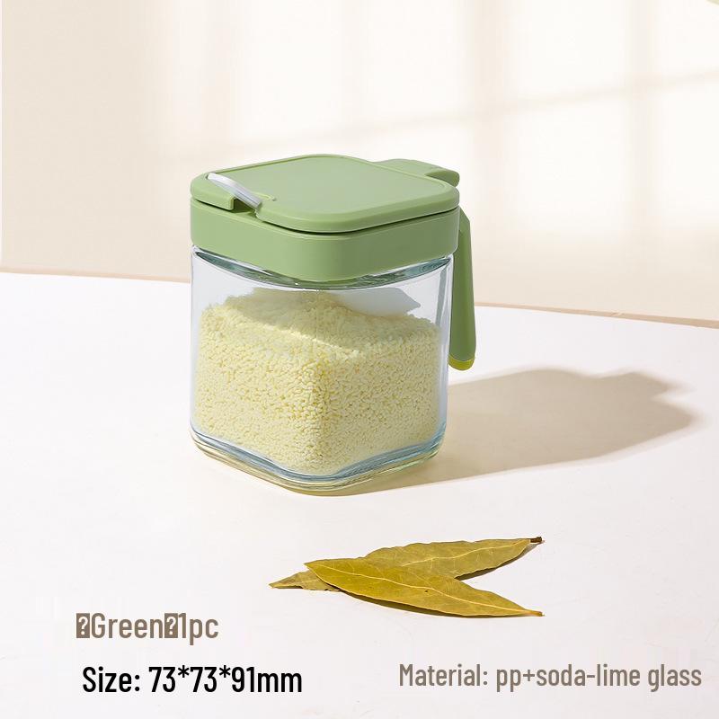 Glass Condiment Jars & Seasoning Bottles Set with Storage Box and Salt Shaker