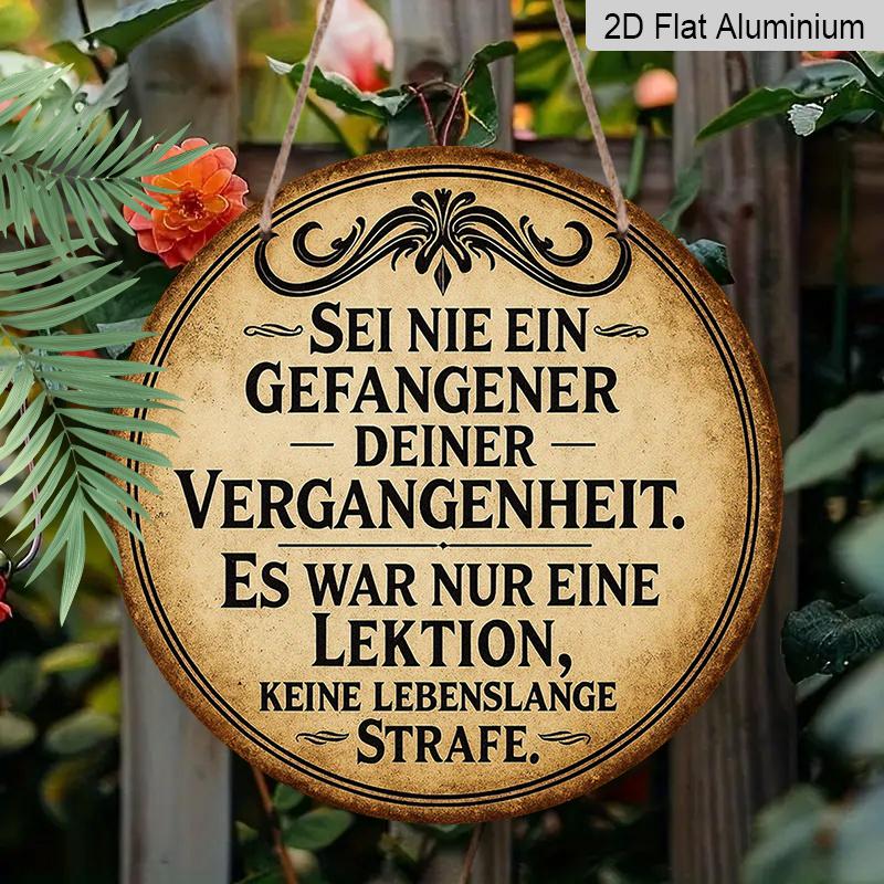 2D Flat, 1pc 7.87*7.87 Inch Round French Aluminum Sign, Vintage Decorative Plaque About "Lessons of the Past", "Life Philosophy" Decorative Plaque