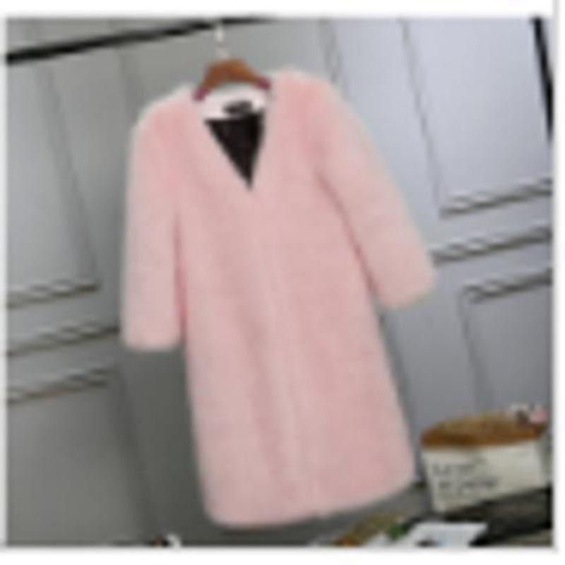 

Зимнее новое пальто из искусственного лисьего меха с длинным ворсом, женское средней длины, плюшевое пальто, женское утолщенное 3XL розовый