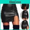 Casual Womens High Waist Open Package Hip Zipper Sexy Leather Halfbody Skirt
