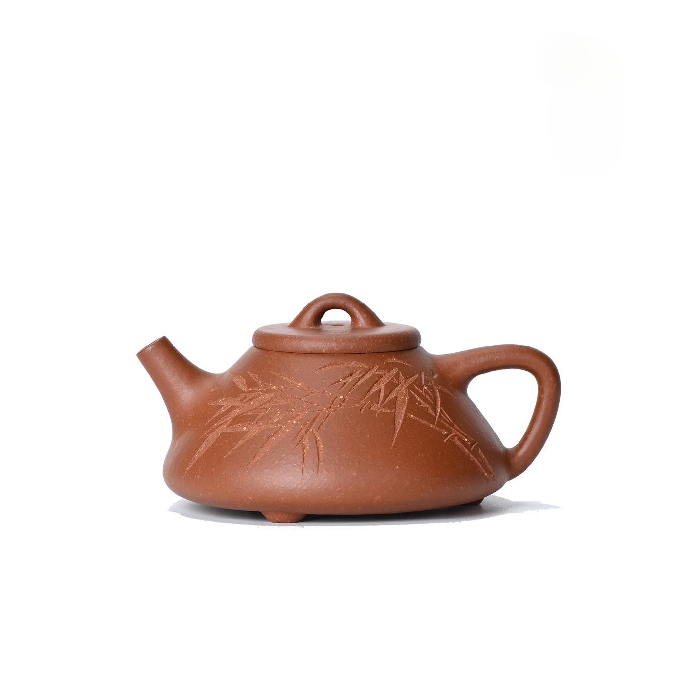 

130ml Boutique Yixing Purple Clay Teapots Handmade Stone Scoop Pot Raw Ore Downhill Mud Kettle Zisha Tea Set Collection Gifts