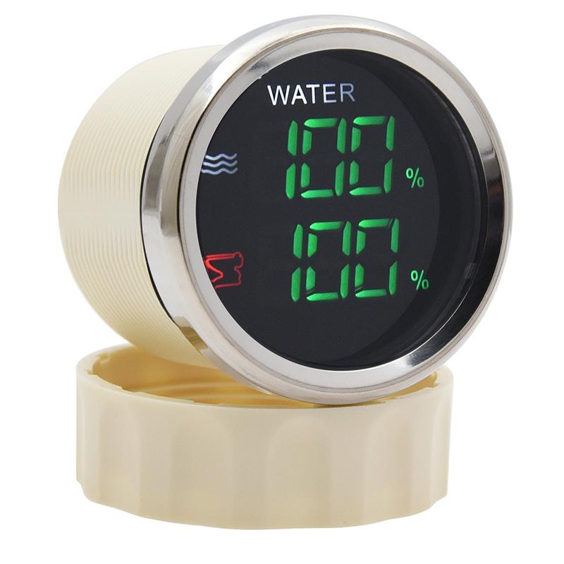 52mm 2 IN 1 Multifunction Gauge Water Level Gauge + Sewage Level gauge With Alarm For Car Boat Marine RV