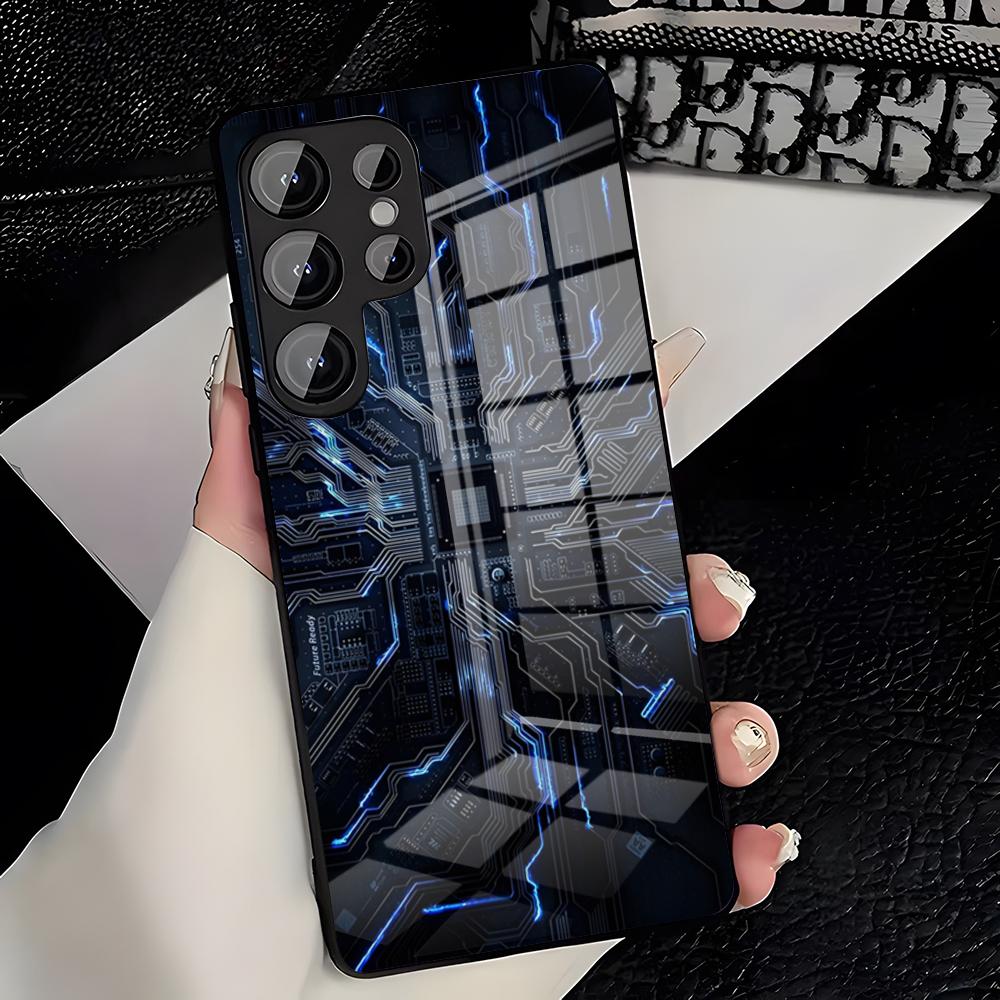 Creative Circuit Board Pattern Phone Case For Samsung S26 S25 Plus S20 S20 Plus S22 Ultra S23 FE S21 Plus S21 Ultra Glass Cove