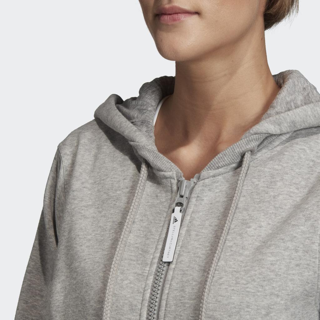 Adidas Solid Color Logo Hooded Sports Cardigan Women Hoodies Light-Gray EA2545