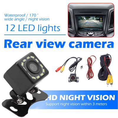 Câmera de visão traseira para carro com 12 LEDs e 3M, lente grande angular de 170 graus, câmera de ré com visão noturna para painel de carro, caminhão e trailer