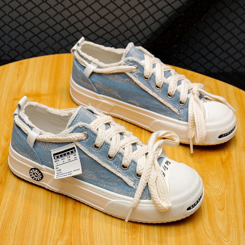 

Мужские парусиновые туфли, новая тенденция, открытая улыбка, обувь для досок, грубый дизайн, обувь для нищих, мода, повседневная, низкая, универсальная, для мужчин 39 синий