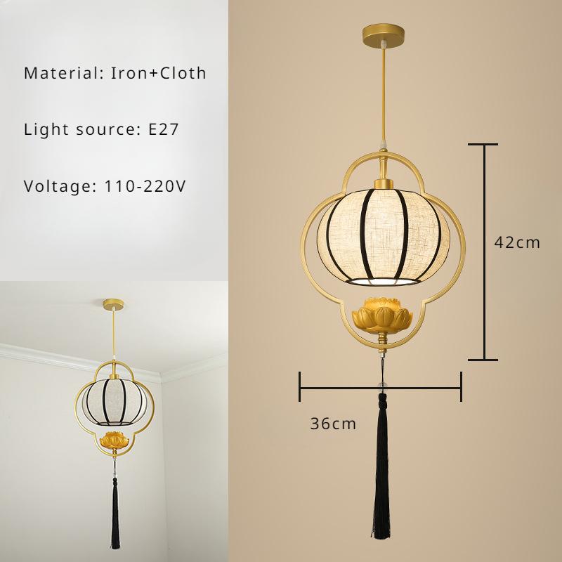Chinese Lantern Chandelier Iron Fabric Restaurant Pendant Light Nordic Home Decor Bedroom Board Balcony Corridor Bar Led Lights