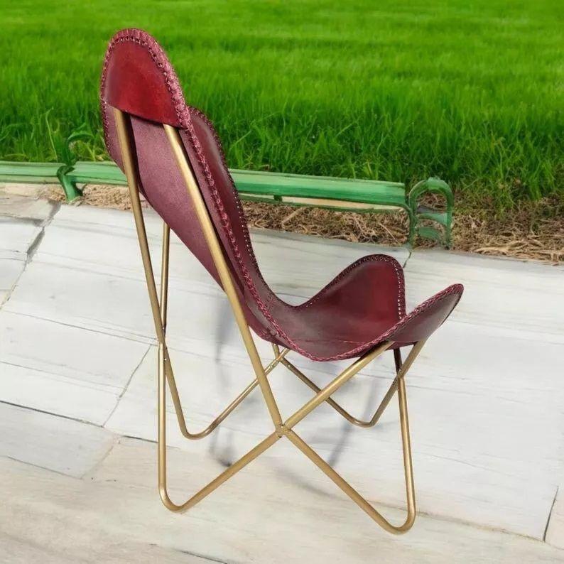 Vintage Lounge Accent Relax Arm Chair Folding Leather Butterfly Chair Retro