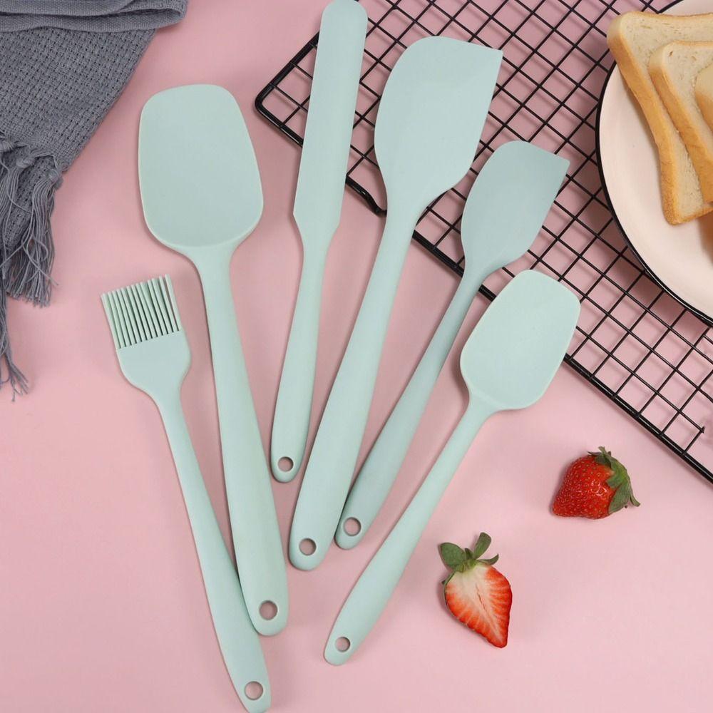 6PCS/SET Heat-resistant Silicone Spatula Set Food Grade Butter Spreader Cream Scraper Pastry