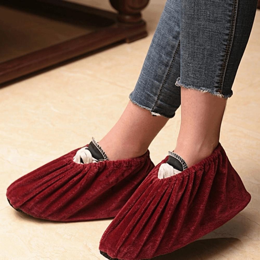 3Pairs Reusable Non Slip Shoe Covers Elastic Durable Shoe Protector Breathable Soft Short Fabric Overshoes Indoor Use