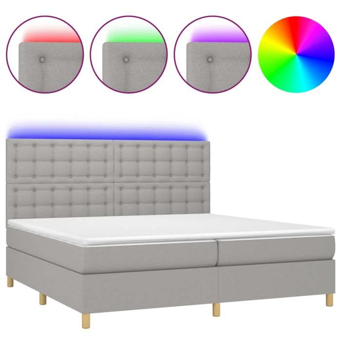 VidaXL Sommier à Lattes de Lit avec Matelas et LED, Lit Rembourré avec Tête de Lit, Lit Double, Lit Adulte de Chambre, 3135781