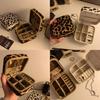 Scatola Portagioie Stampa Leopardo in Materiale PU con Cerniera per Conservazione e Organizzazione Regali
