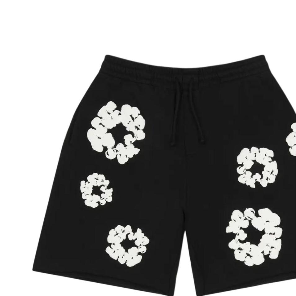 Denim Tears Pantaloncini felpa con corona di cotone Nero Uomo Pantaloni SS25BRS2952054