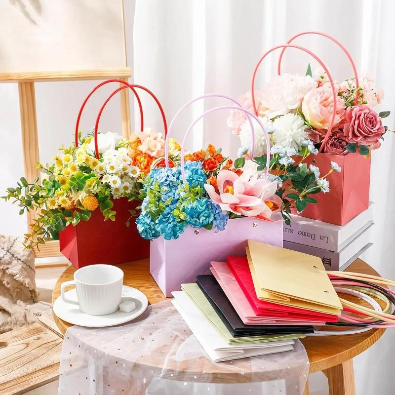 1-10PCS Reusable Waterproof Flower Gift Tote Bag Portable Floral Packaging Bag for Wedding Birthday Party Bouquet ArrangementUse