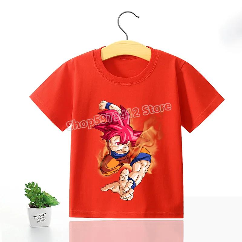 Dragons Ball Z T-shirt Goku Cartoon Anime Figures Short Sleeves Casual Kid Tee Y2K Round Neck Top Boy Summer Child Clothing Gift