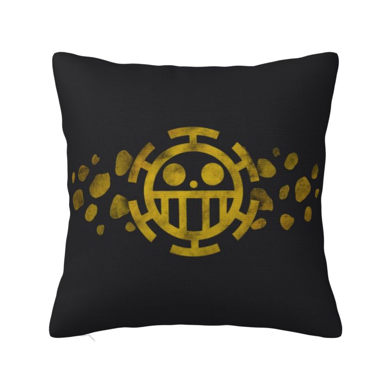 Custom Modern One Pieces Luffy Anime Cushion Cover for Sofa Soft Pirate Skull Manga Pillow Case