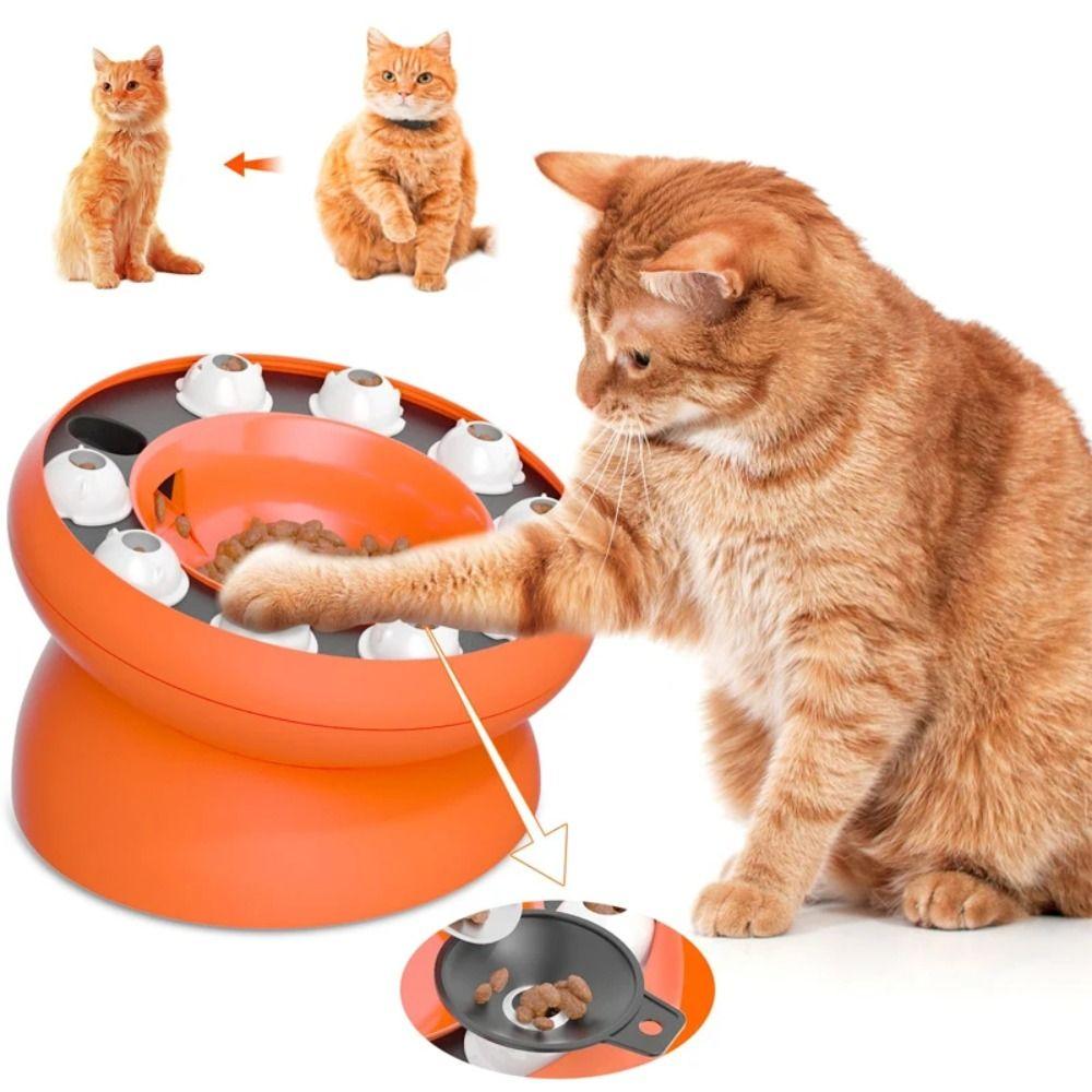 

Funny Cat Bowl Puzzle Toy Multifunction Cat Puzzle Feeder Leak Food Slowly Pet Feed Bowl Indoor розовый