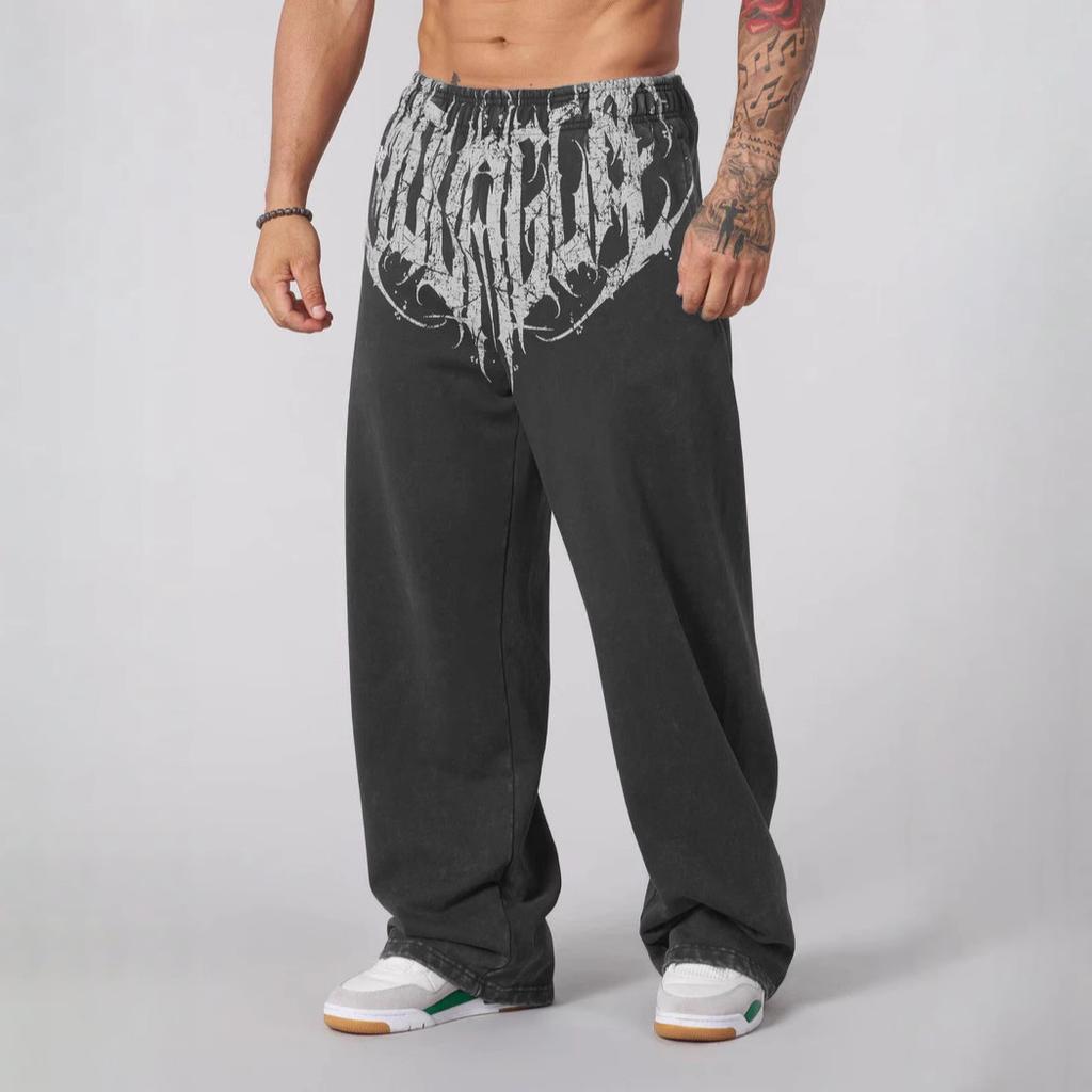 New-style, Trendy, Large-print Cotton Outdoor, Sports, Fitness and Casual Loose-fit Straight-leg Trousers