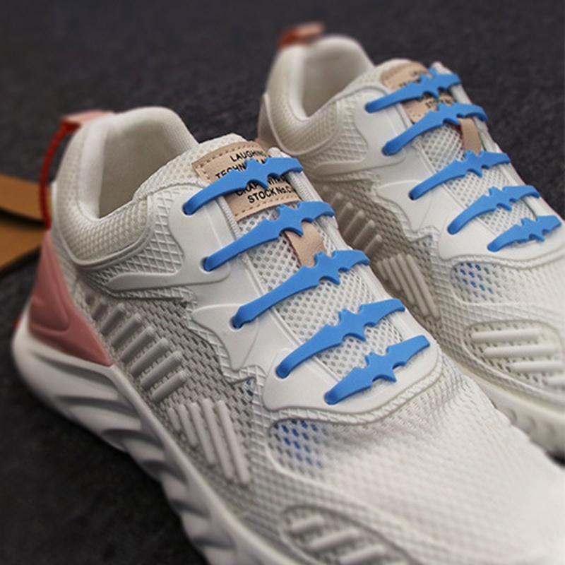 16ks/sada Silikónové šnúrky do topánok Elastické Plastové Bez kravaty Biela silikónová šnúrka do topánok Dospelý Deti Šnúrky do topánok v tvare netopiera L7