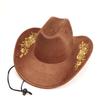 Unisex Retro Denim Floral Embroidery Jazz Hat - Western Ethnic Outdoor Style