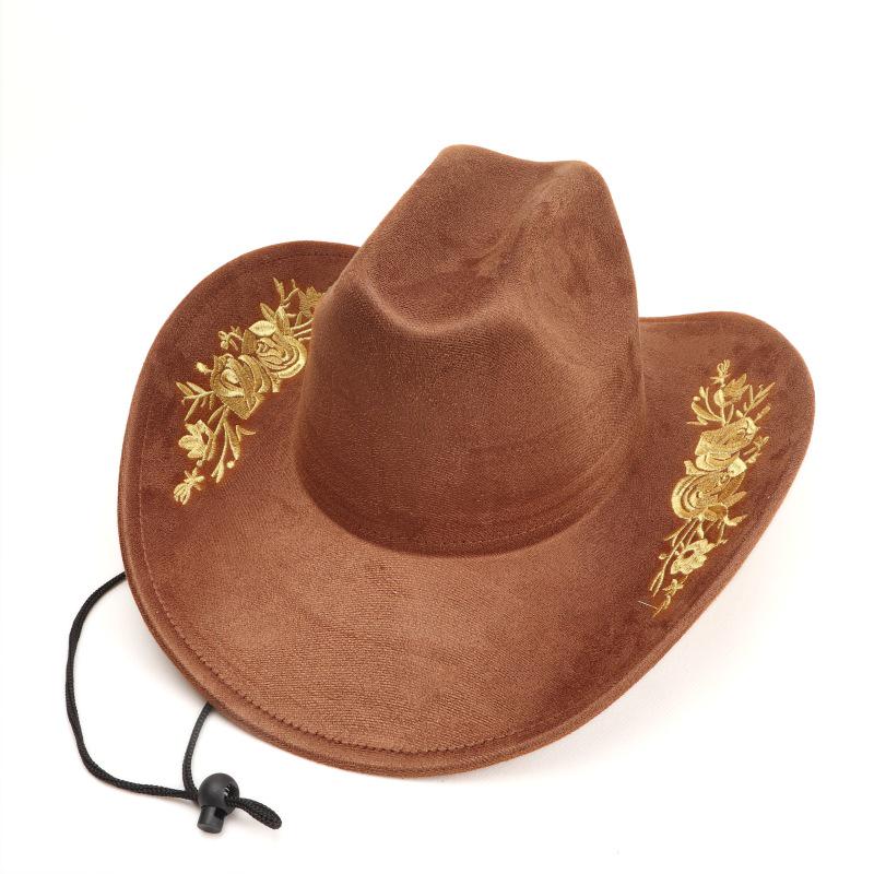 Unisex Retro Denim Floral Embroidery Jazz Hat - Western Ethnic Outdoor Style
