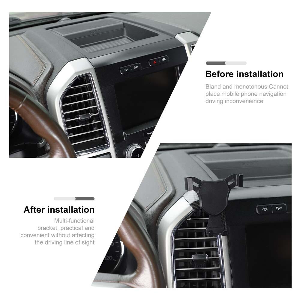 Carbon Fiber 360° Phone Bracket Holder Dashboard For Ford F150 15-20 Accessories