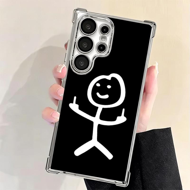 Funny Stickman Matchman Plating Phone Case For Samsung Galaxy S24 S25 FE S26 Edge S23 Ultra S22 S21 Plus S20 Anti-Fall Airabag C