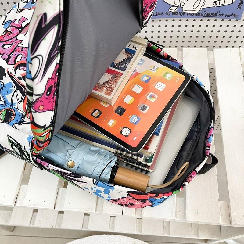 i new high-value personalized graffiti cool backpack junior high school students contrasting color backpack