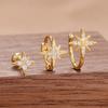 3PCS Korean Shiny Zirconia Star Clip Earring Set For Women Stainless Steel Charm Female Sweet Ear Cuff Cartilage Earring Jewelry