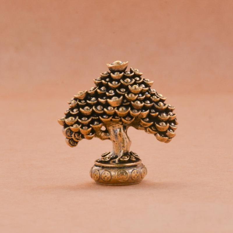 Brass Fortune Tree Ornaments Potted Tree Ingot Tree Retro Brass Ornaments Living Room Office Desktop Sculpture