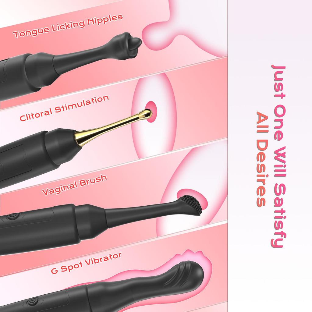 Silicone G-Spot Vibrating Pen Set with Replaceable Head - 10 Frequencies for Female Stimulation.
