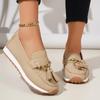 Fashion Fashion Tassel Decoration Slip On Loafers Women 2025 Summer Round Toe Wedge Low Heel Pumps Soft Sole Non Slip Casual Shoes