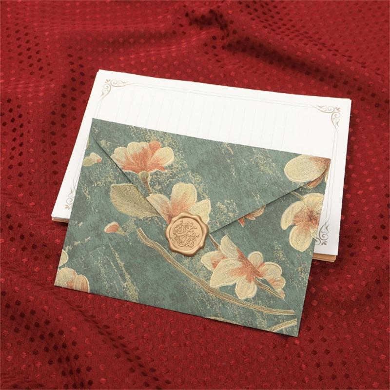 20Pcs Antique Floral Pattern Envelopes 6.46x4.4Inch Folding Envelopes For Wedding Invitation Valentines Card And Mailing