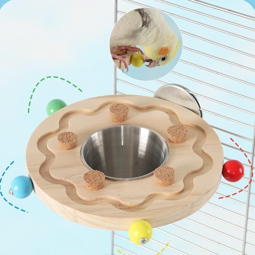 Wooden Parrot Puzzle Toys Bite Resistant Wear-Resistant Bird Chewing Toys Durable Block Cork Bird Perch Stand Bird Activity