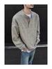 2025 Unisex American Retro Henley Sweater - Old Money Style with Lazy Vibe for Autumn/Winter