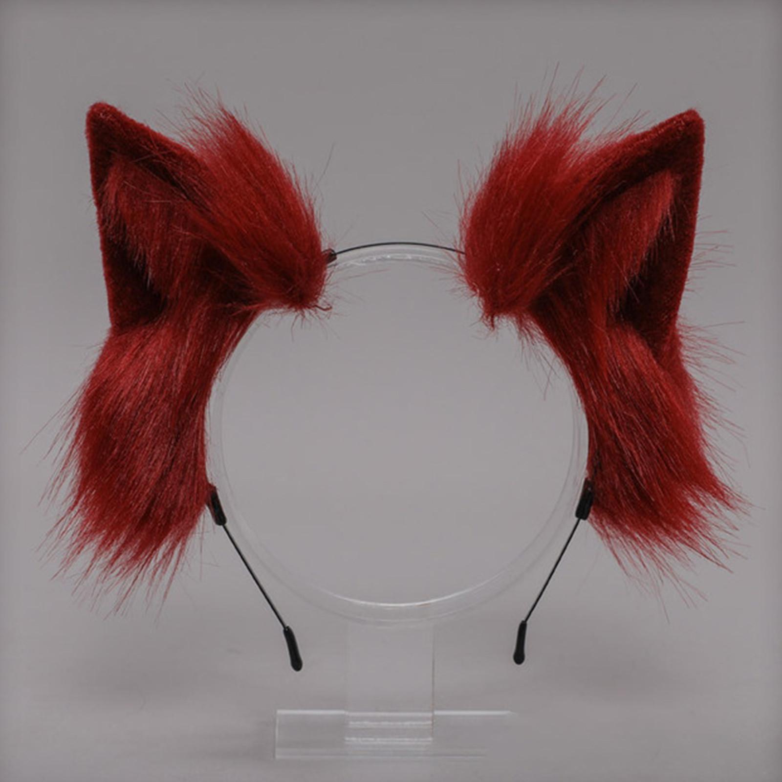 

Имитация плюшевых ушей животного, повязка на голову, милый ручной работы, хвост, хвост, косплей, набор хвостов One Size винный