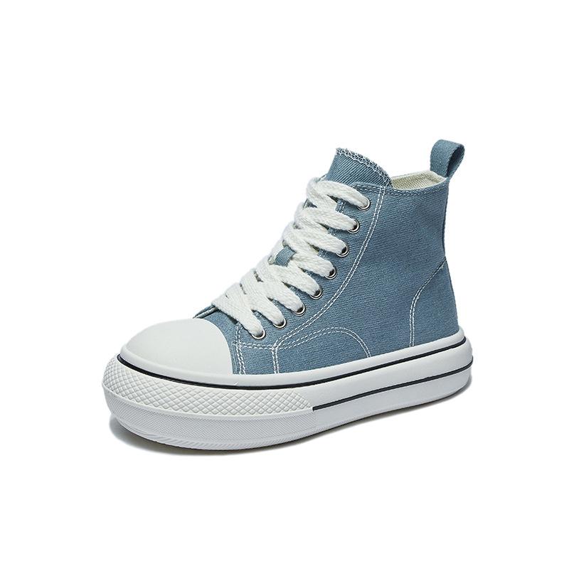 Plátěné tenisky na platformě pro ženy Šněrovací běžecká vycházková obuv Tenisky Ležérní Prodyšné tenisky Nazouváky Lehké vysoké plátěné boty