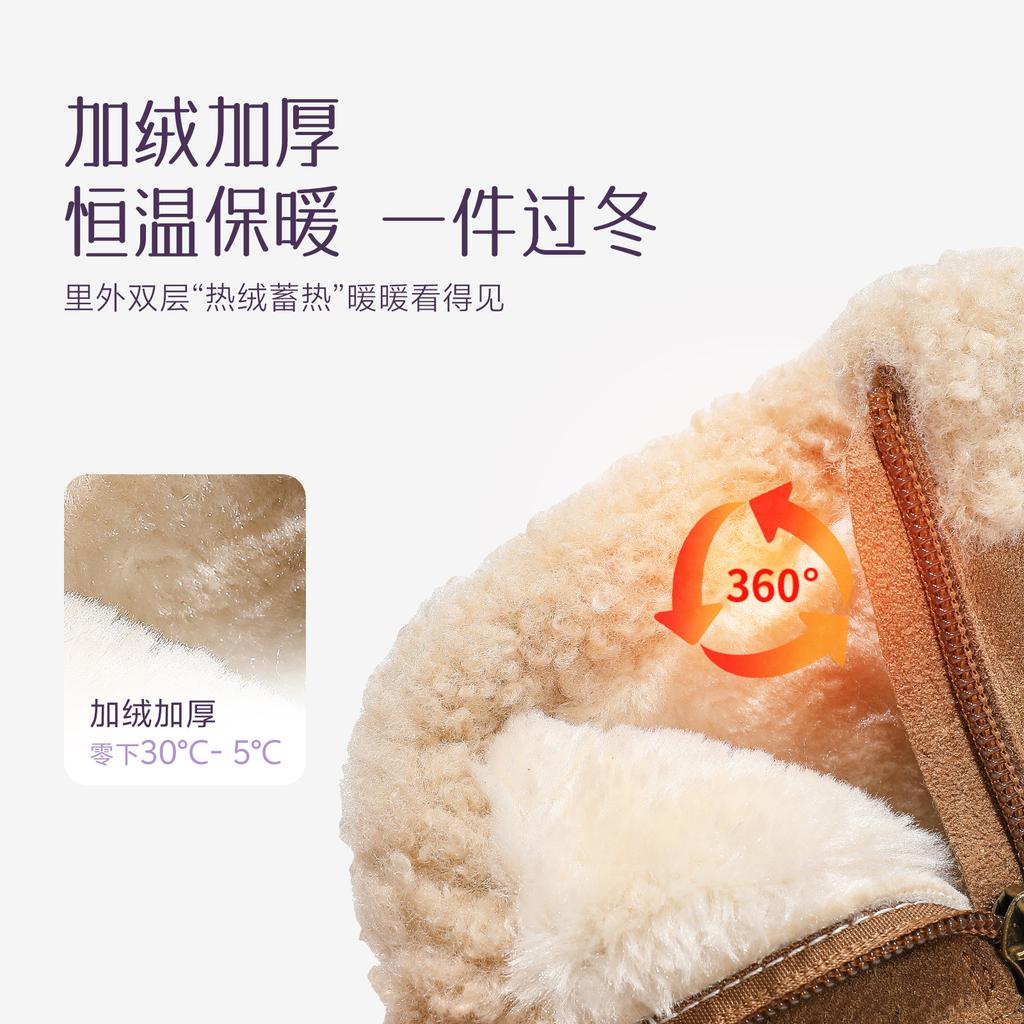 Children's snow boots 2025 winter new girls' cotton shoes piled thickened lamb wool short boots outdoor non-slip boots