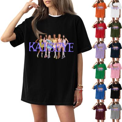 Damen Rundhals Bedrucktes Kurzarm T-Shirt Top