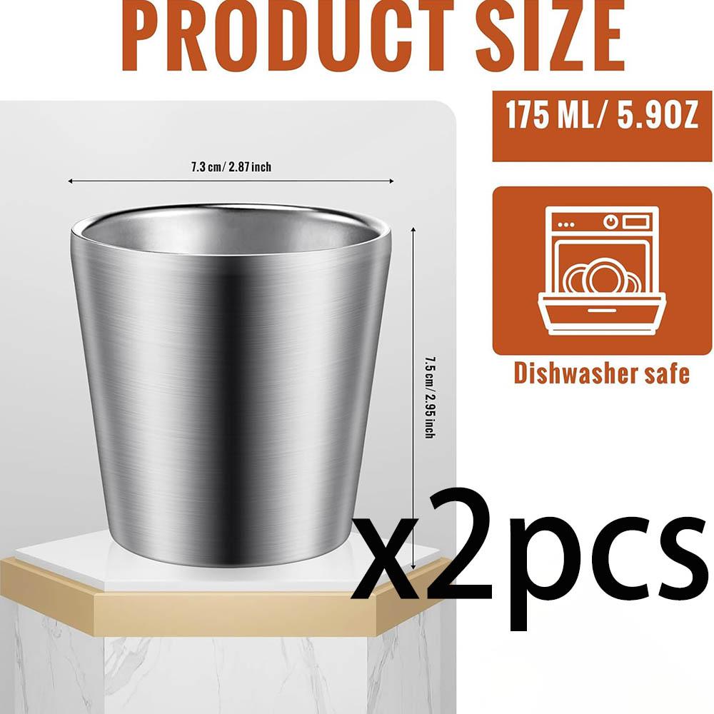 Stainless Steel Cups Double Wall Tumbler Glasses Stackable Glasses Metal Drinking Cups Insulated Drinking Glasses Reusable 175ml