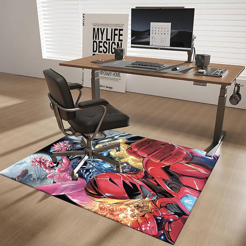 1 Stück Power Rangers Anime Cartoon Design Bürostuhlmatte Rutschfeste Teppichmatte für Heimdekoration, Wohnzimmer, Schlafzimmer, Spielzimmer - Perfektes Geschenk für Fans.T017