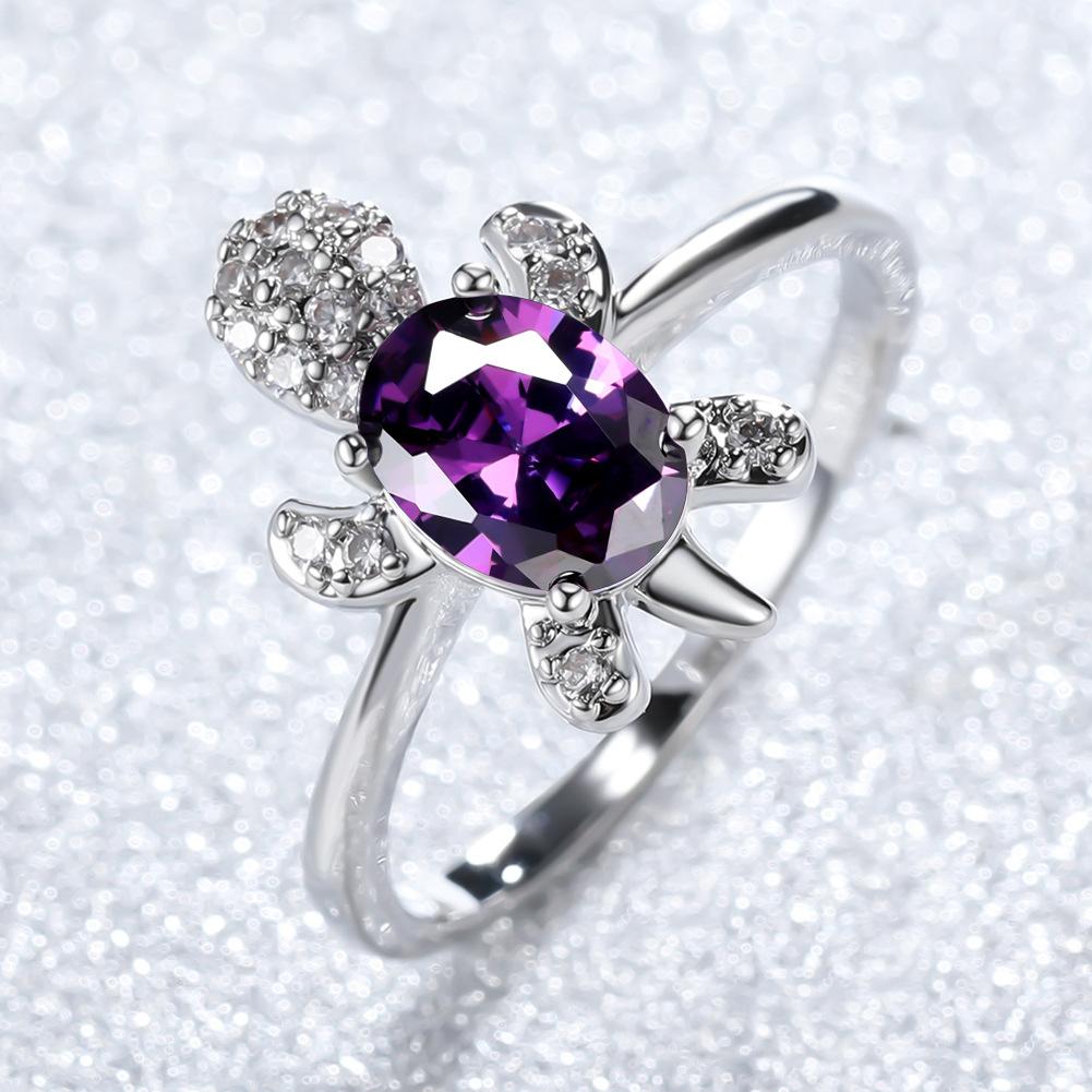 Hot Selling Fashionable White Diamond Turtle Ring Couples Simple Index Finger Ring Accessory