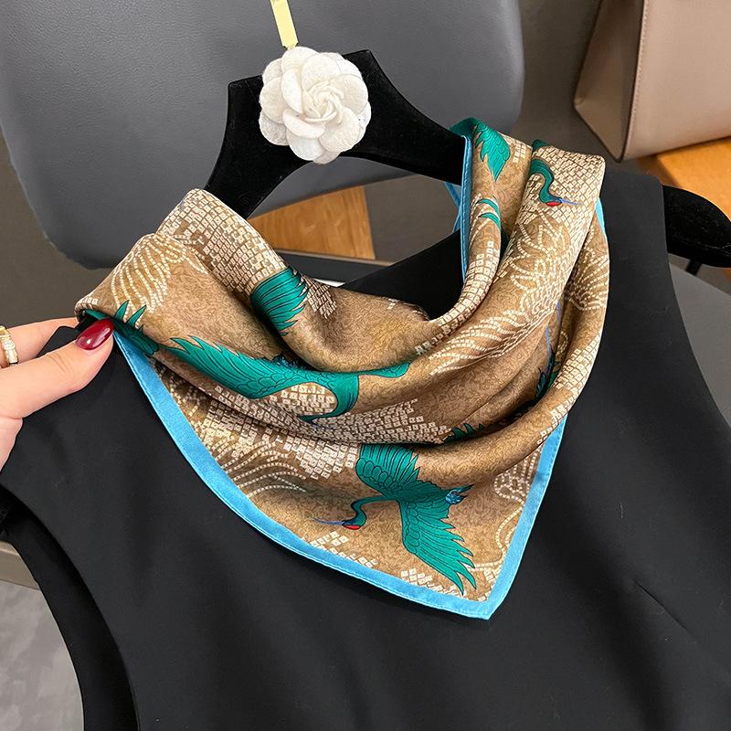 53cm Women Square 100% Silk Scarf Foulard Bandana Lady Floral Scarves for Hair Bands Red Neckerchief Spring New Bag Ties