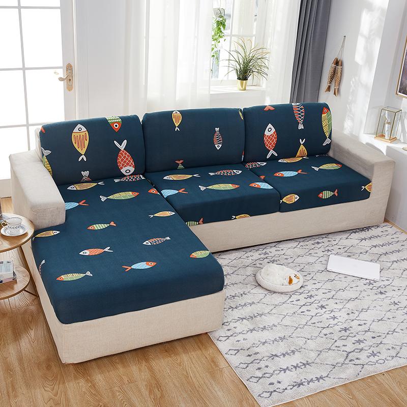 Bedruckter Sofa-Sitzkissenbezug, elastisch, Haustiere, Kinder, Wohnzimmer, Blumenmuster, dehnbar, waschbar, abnehmbarer Schonbezug, Möbelschutz