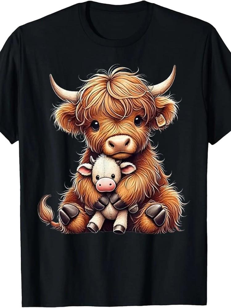 100% Made in USA 180G Highland Cow Design for Farmers And Highland Cow T-Shirt Unisex T-Shirt XL