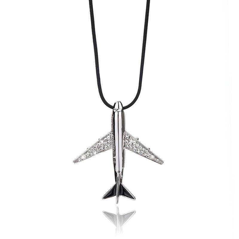 Suijue Airplane Necklace Women S Fashion Long Versatile Sweater Chain Accessories Pendant Ornament платиновый