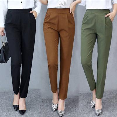 Damenhose mit hoher Taille, passend für elegante Pendelfahrten, dünne Alltagskleidung, einfarbige Anzughose aus Polyester für Reisen