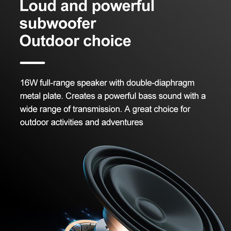 Rockmia EBS-613 Portable RGB Speaker Bluetooth 5.3 Powerful Bass box Colorful LED Light Fabric Mesh 1800MAH Outdoor Waterproof