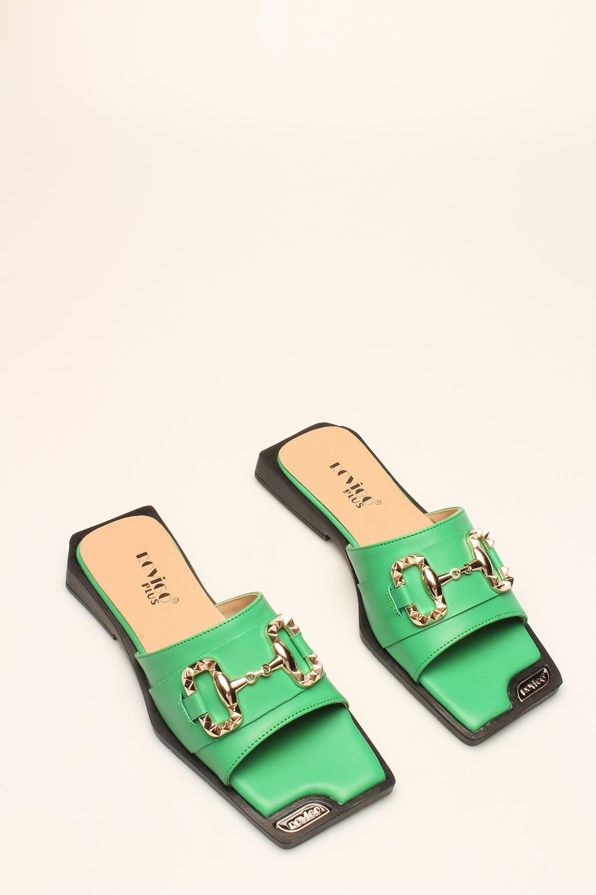 

Жіночі тапочки Green Skin Buckle 36 зелений